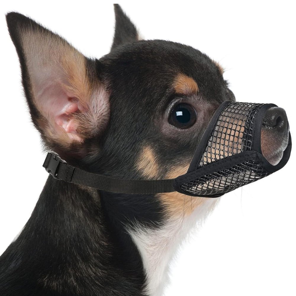 Soft Breathable Mesh Muzzle for Small Dogs, Black, XS