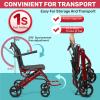 Folding Transport Wheelchair, Lightweight 8.4 kg Aluminum Travel Wheelchair view 3