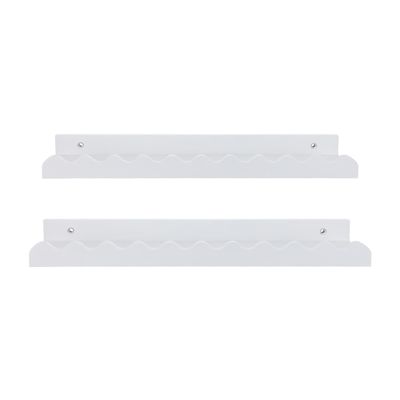 Sosoport Floating Bookshelf with Wavy Edge for Baby and Children's Rooms, White, 2-Pack