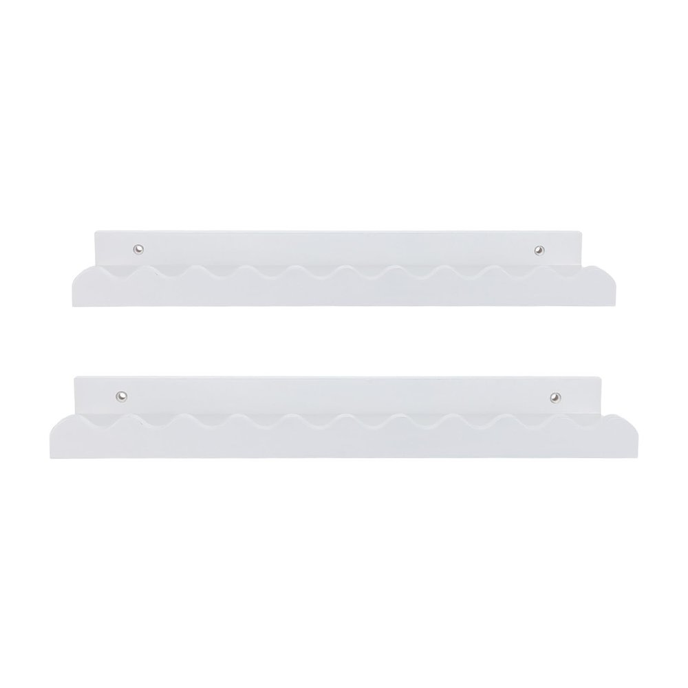Sosoport Floating Bookshelf with Wavy Edge for Baby and Children's Rooms, White, 2-Pack