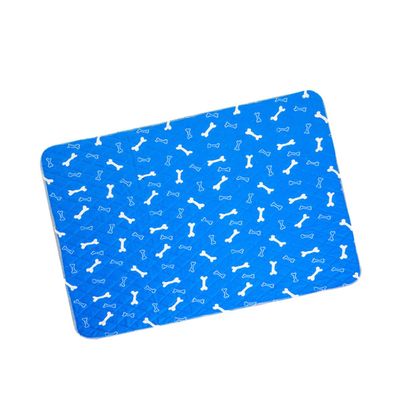 PLAFOPE Reusable Water-Absorbent, Non-Slip Blue Fabric Dog Training Mat with Bone Pattern