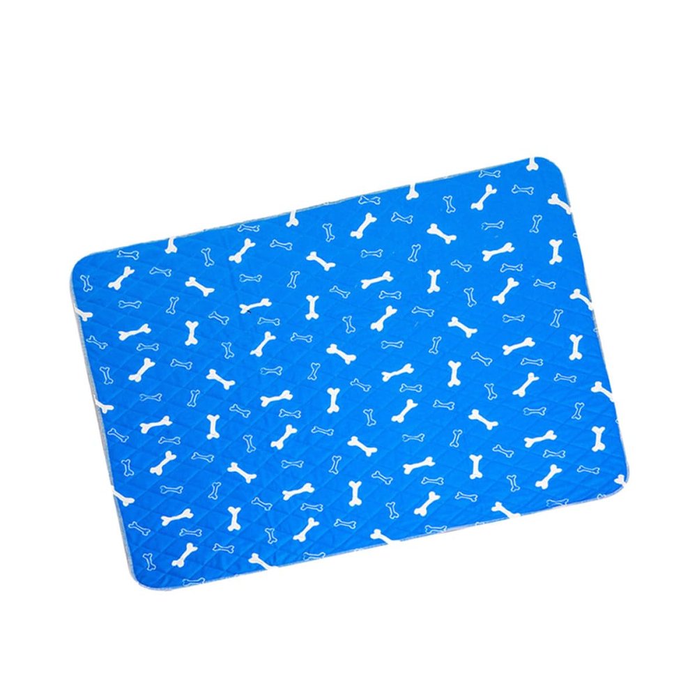 PLAFOPE Reusable Water-Absorbent, Non-Slip Blue Fabric Dog Training Mat with Bone Pattern