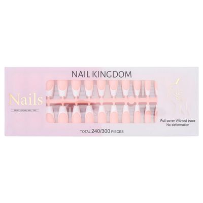 240 Long Press-On False Nails, Full-Coverage French Tip