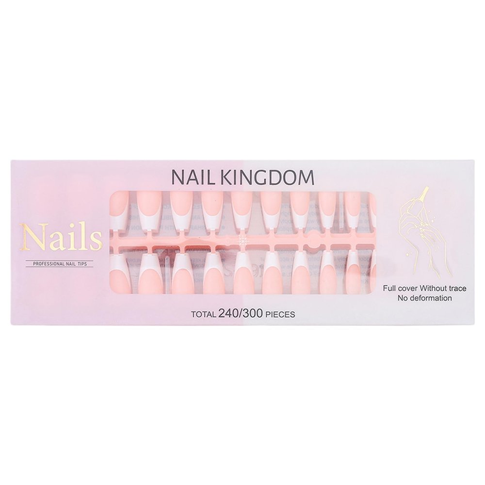 240 Long Press-On False Nails, Full-Coverage French Tip