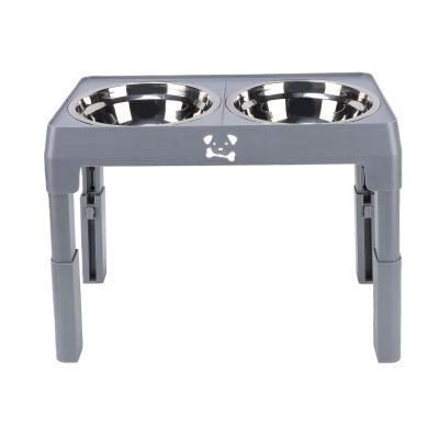 OVAQUIXI Height-Adjustable Elevated Dog Bowl with 2 Stainless Steel Bowls
