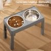 OVAQUIXI Height-Adjustable Elevated Dog Bowl with 2 Stainless Steel Bowls view 3