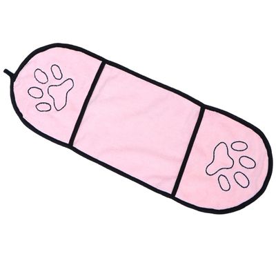 Abaodam Quick-Drying Pink Dog Bath Towel, Superfine Fiber, High Absorbency, Paw Print Design