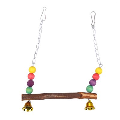 TOVINANNA Colorful Wooden Parrot Swing Toy with Colorful Beads for Small to Medium Birds
