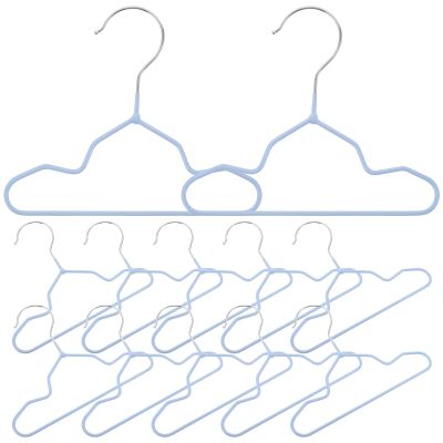 RUNROTOO 20-Piece Anti-Slip Hangers for Small Pets, Space-Saving Organizer for Dog, Cat, and Doll Clothing, Light Blue