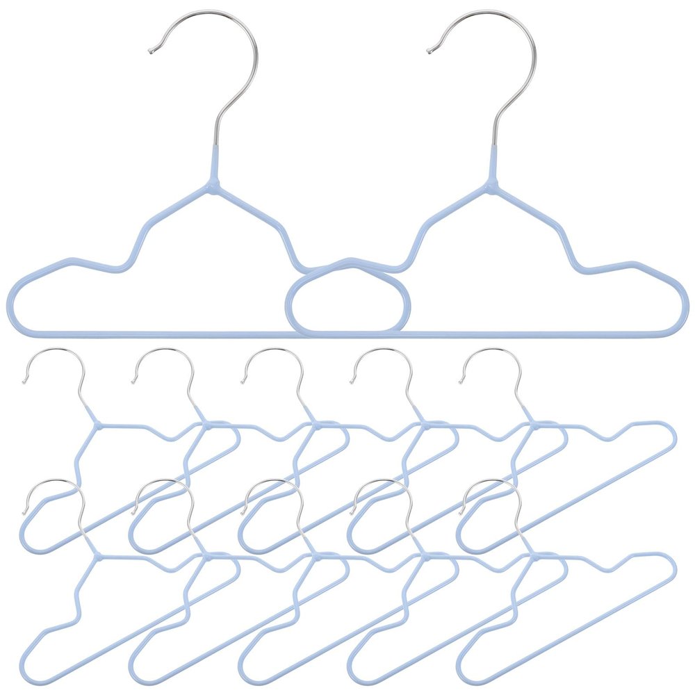 RUNROTOO 20-Piece Anti-Slip Hangers for Small Pets, Space-Saving Organizer for Dog, Cat, and Doll Clothing, Light Blue