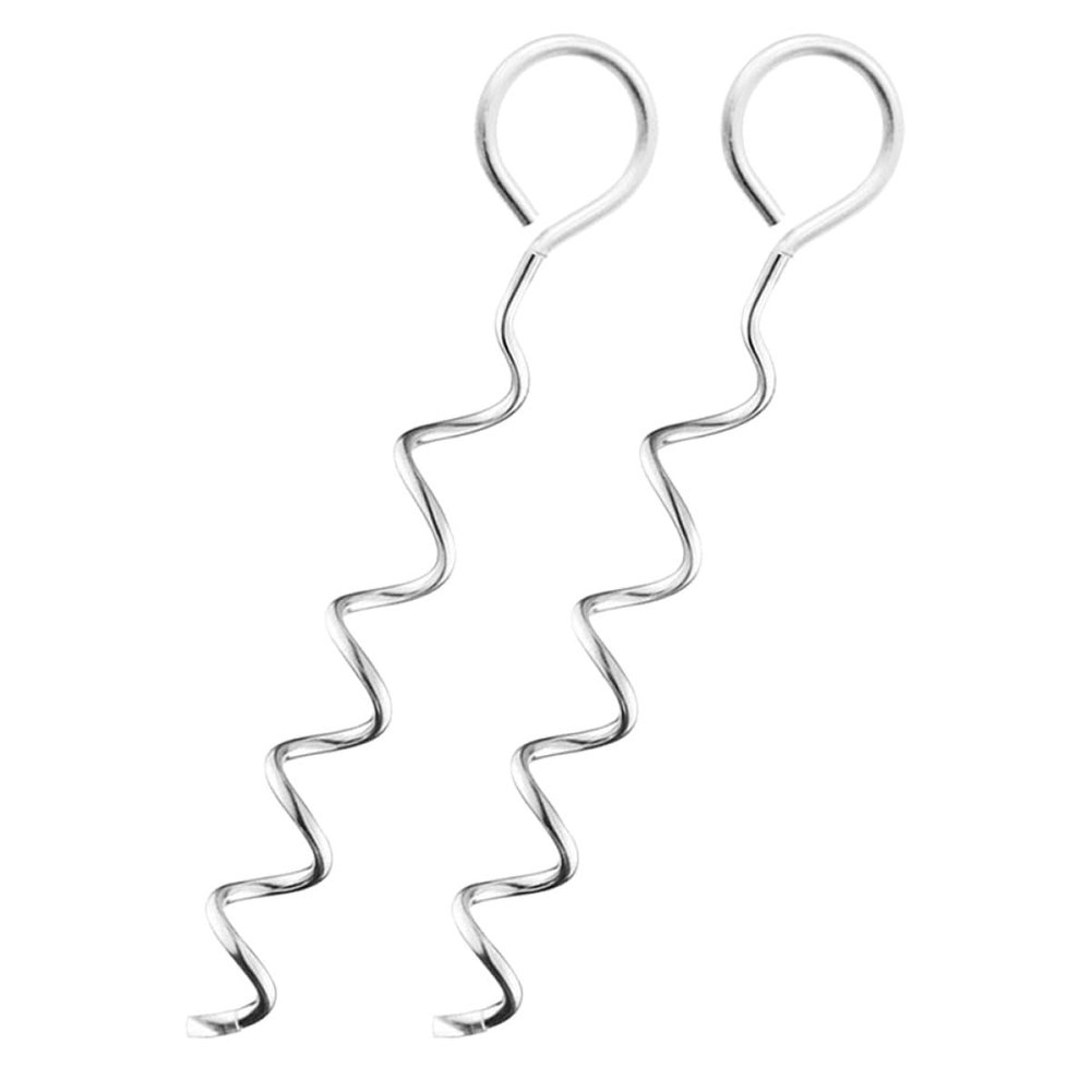 STOBAZA 2-Piece Iron Spiral Anchors for Dogs, Portable Garden Stakes for Dog Leashes