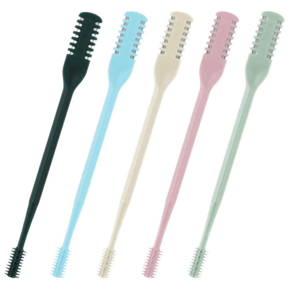 CHILDWEET 5-Pack Manual Nose Hair Trimmers with Dual Heads, Stainless Steel and Rubber, for Women and Men, Random Color