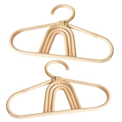 SHINEOFI 2-Pack Sturdy Rattan Children's Hangers with Smooth Surface