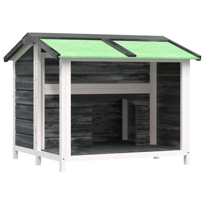 Gray Dog House 96x87x80.5 cm Solid Pine with Waterproof Roof