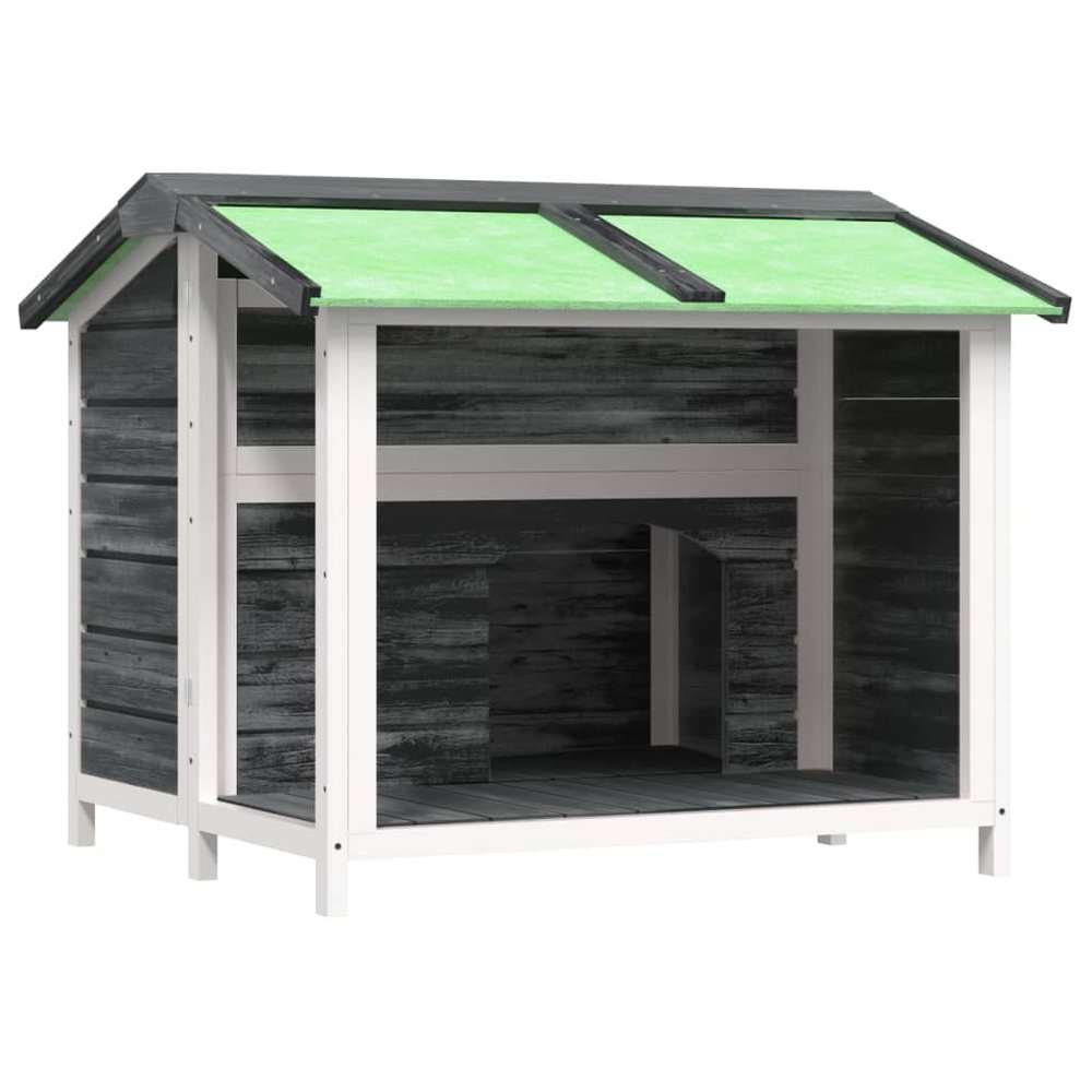 Gray Dog House 96x87x80.5 cm Solid Pine with Waterproof Roof