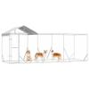 Galvanized Steel Dog Kennel with Roof, Silver, 6 x 2 x 2.5 m, Outdoor Pet Enclosure with Lockable Door view 4