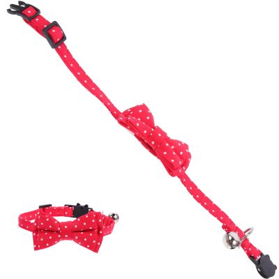 Adjustable Cotton Cat Collar with Bow and Bell