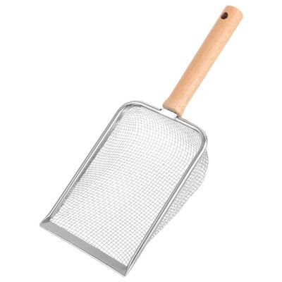HINTRMENT Stainless Steel Litter Scoop with Wooden Handle