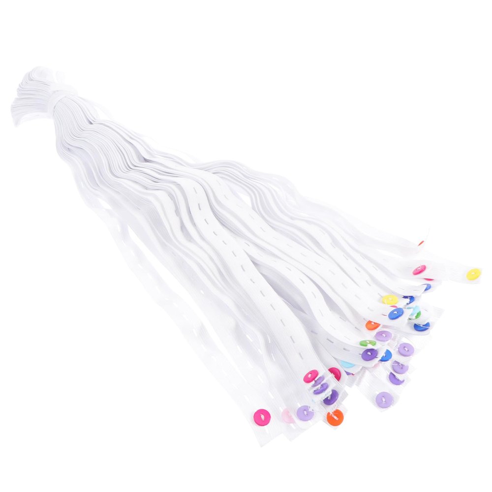 Toyvian 50-Piece Adjustable White Elastic Diaper Fasteners for Babies