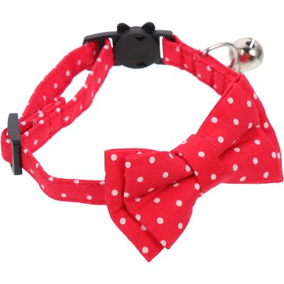 ifundom Adjustable Cat and Dog Collar with Bow Tie and Bell in Red