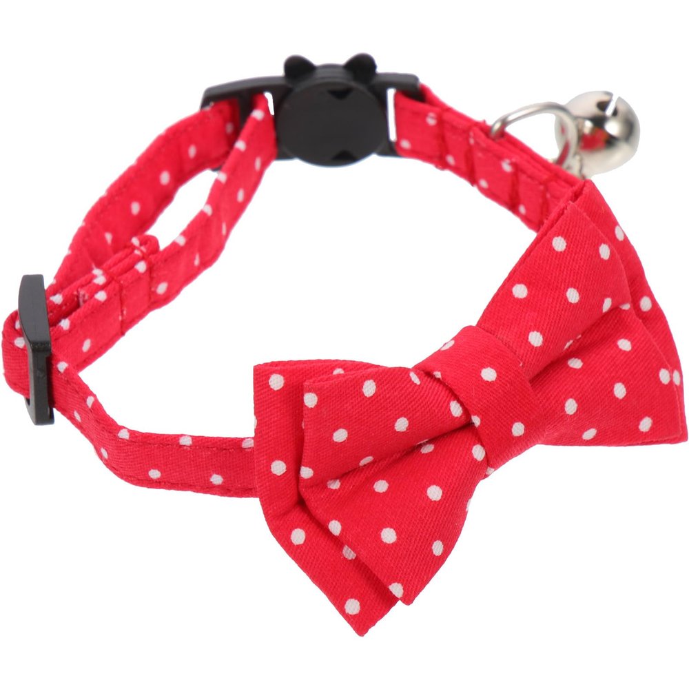 ifundom Adjustable Cat and Dog Collar with Bow Tie and Bell in Red