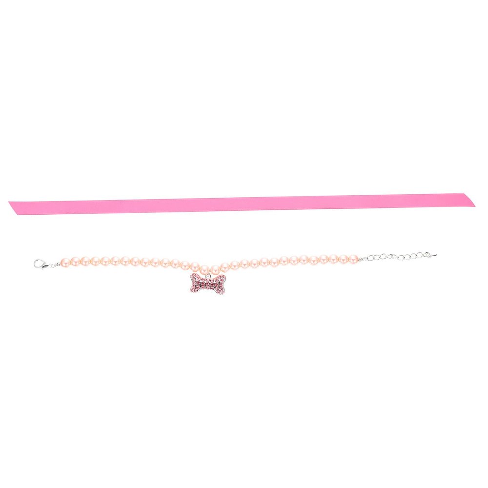 Luxshiny Pearl Collar with Alloy and Rhinestones for Dogs and Cats