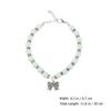 KAJNBN Stylish Pet Collar with Blue Alloy Bow and Adjustable Bead Chain view 2