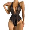 2026 Printed Mesh Lingerie Bodysuit Set (Black, S) view 1