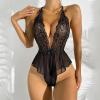2026 Printed Mesh Lingerie Bodysuit Set (Black, S) view 3