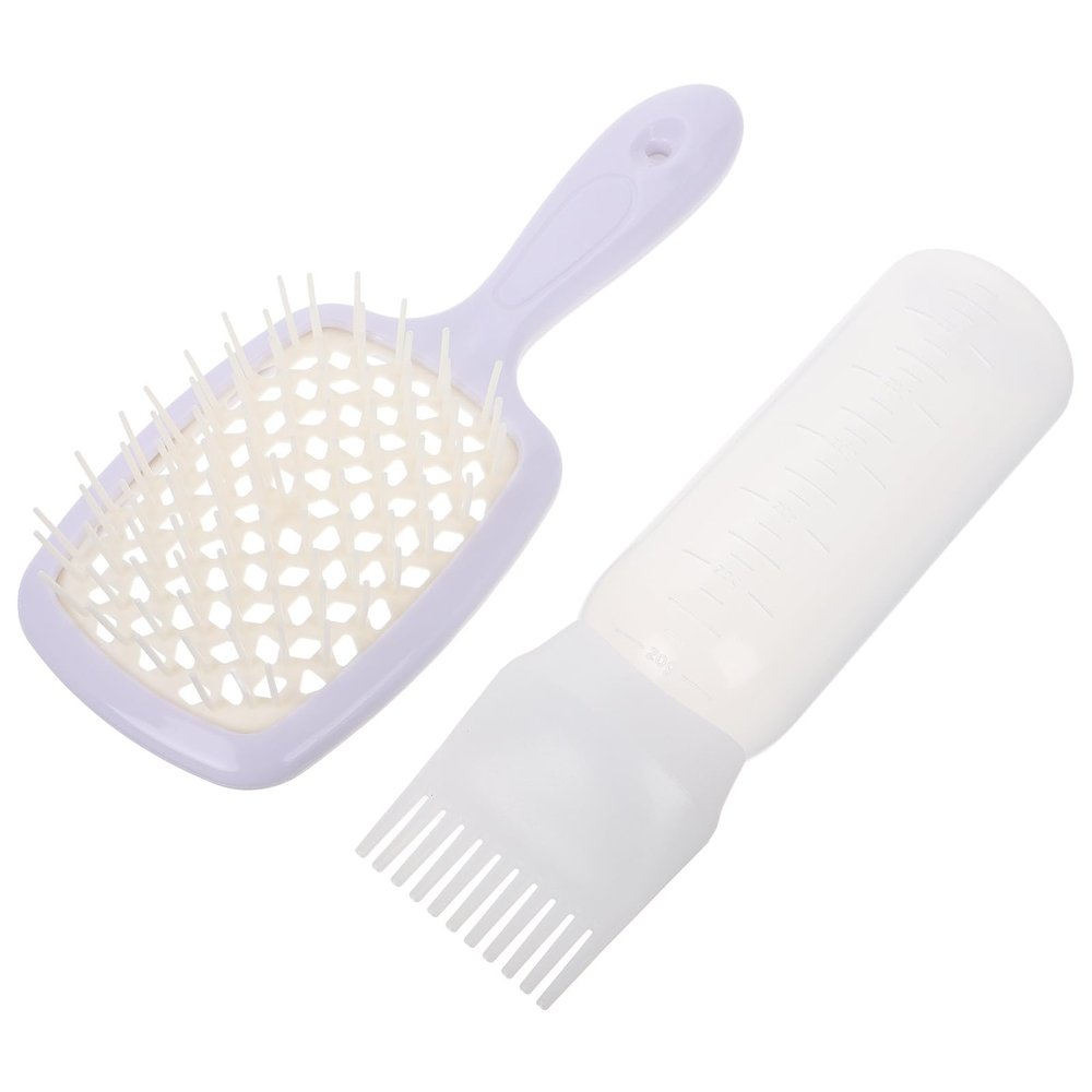 GALPADA Vented Plastic Detangling Brush with Hollow Design, White, Includes Two Dry Shampoo Bottles