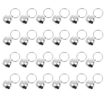 AMUSLESUR 24-Pack Silver Metal Collar Bells for Cats and Dogs