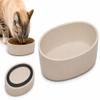 Kaunis Oval Beige Bamboo Cat Bowl, Non-Slip, 270 ml - Flamingo view 1