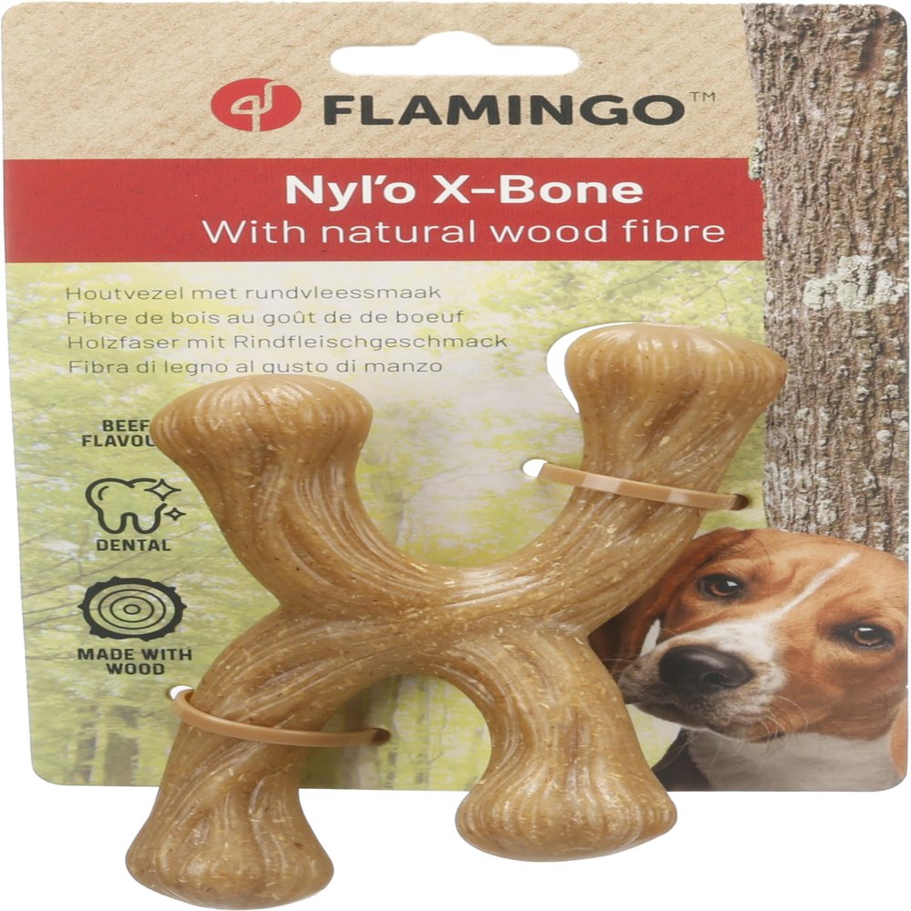 Dog Toy - Chew Toy with Beef Flavor - Nyl'o Wood X-Form