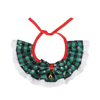YPBEW Christmas Plaid Pet Neck Scarf with Small Bells