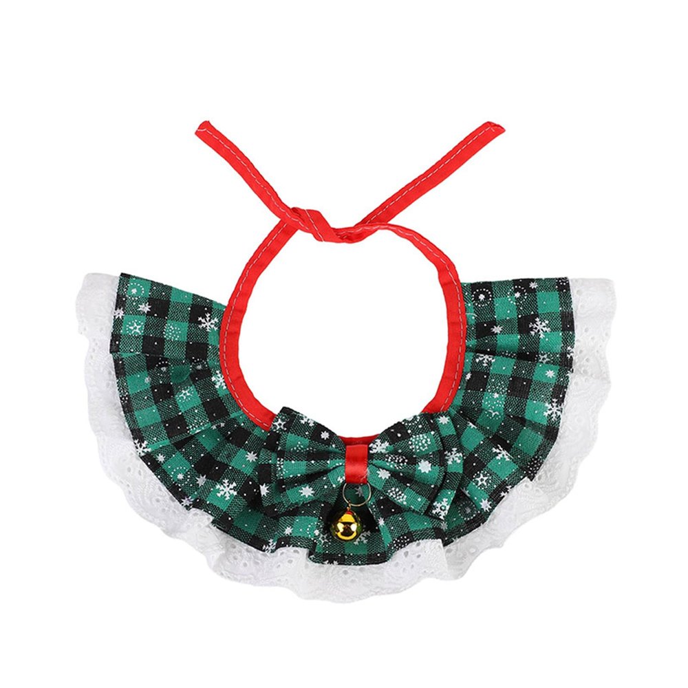 YPBEW Christmas Plaid Pet Neck Scarf with Small Bells