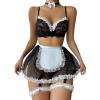 Women's Princess Lace Apron Cosplay Lingerie Dress Set (Black, S) view 1