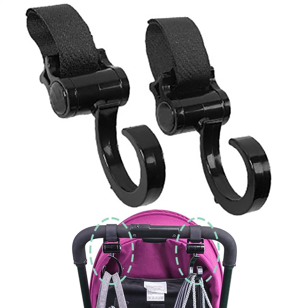 Stroller Hooks, Heavy-Duty Clips, 360-Degree Rotation