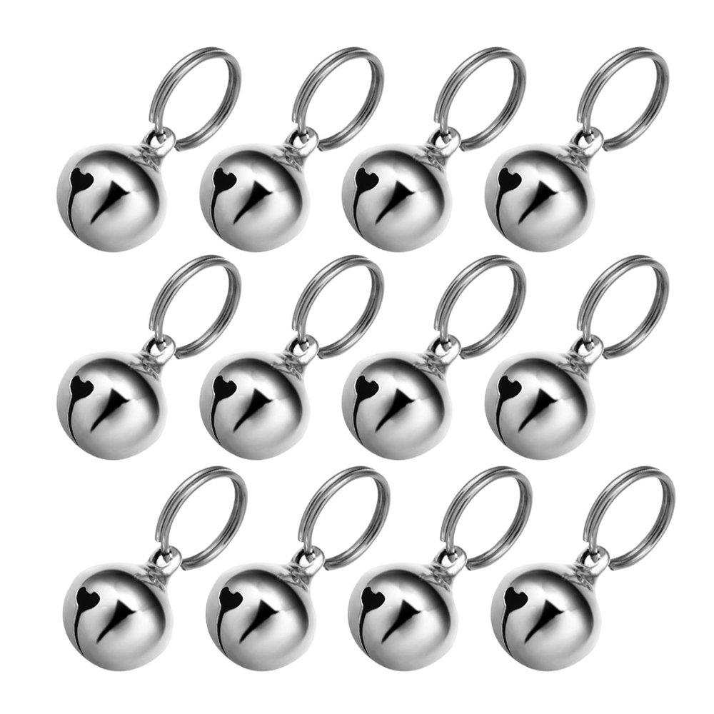 SHINEOFI Silver-Colored Brass Collar Bells, 12-Pack, 18 mm, for Cats and Dogs