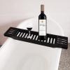 Bamboo Bathtub Tray for Spa Relaxation, Black Bath Organizer for Books, Tablets and Wine view 1