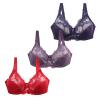 Women's Push-Up Sports Bras, 3-Pack, Underwire Lace Bras with Strong Support view 1