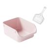 KTUXZCI Semi-Enclosed Cat Litter Box with High Sides, Nonstick-Coated, Pink, 39 x 29.5 x 17 cm view 1