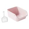 KTUXZCI Semi-Enclosed Cat Litter Box with High Sides, Nonstick-Coated, Pink, 39 x 29.5 x 17 cm view 2