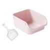 KTUXZCI Semi-Enclosed Cat Litter Box with High Sides, Nonstick-Coated, Pink, 39 x 29.5 x 17 cm view 3