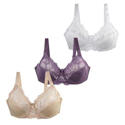Women's Wire-Free Support Bras, 3-Pack – Lace, Adjustable Straps, Full Coverage