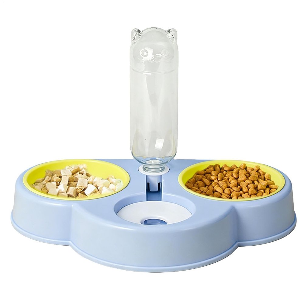 Food and Water Bowl Set with 3 Removable Elevated Bowls and Automatic Water Dispenser