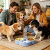 Pet Food and Water Dispenser with 3 Removable Raised Bowls and Automatic Water Bottle view 2