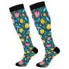 Abstract Tulip Pattern Compression Socks for Women, 50 cm view 1