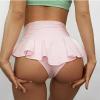 Women's Satin Ruffled High-Waisted Ribbed French Knickers Thong Panties view 3