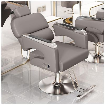 Adjustable Barber Chair, 360° Swivel, Reclining Backrest and Armrests, Silver