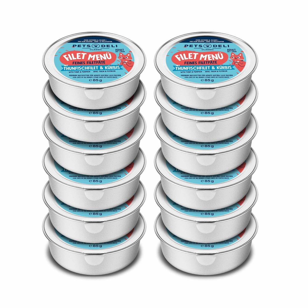 Pets Deli Filet Menu Wet Cat Food with Tuna Fillet, 12 x 85 g